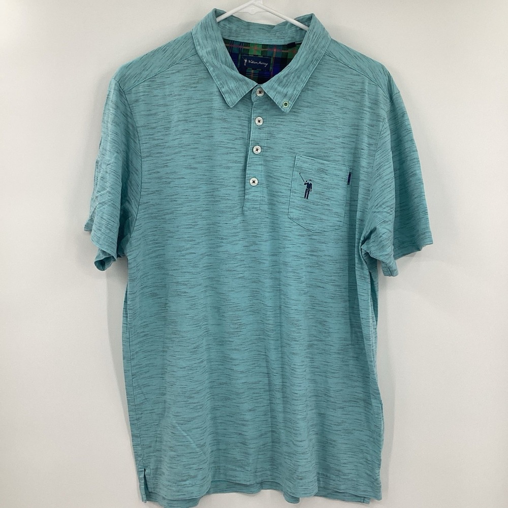 Mens‎ William Murray Short Sleeve Golf Polo- Blue- Large